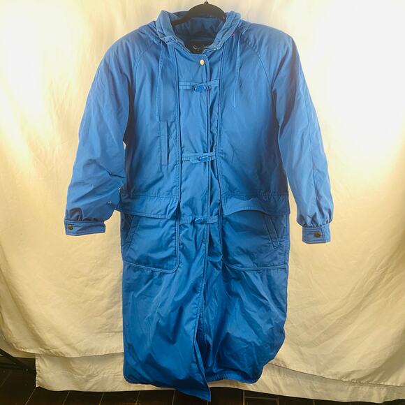 Vintage Cyclone Long Blue Women's Hooded Down Jacket Coat Winter‎ Warm Plus 14 - Picture 1 of 11